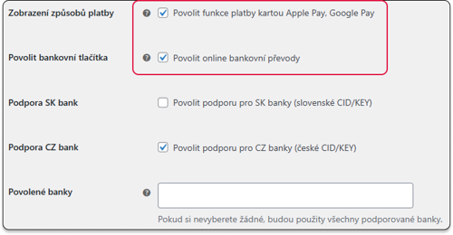 Nastavení platebních metod Besteron